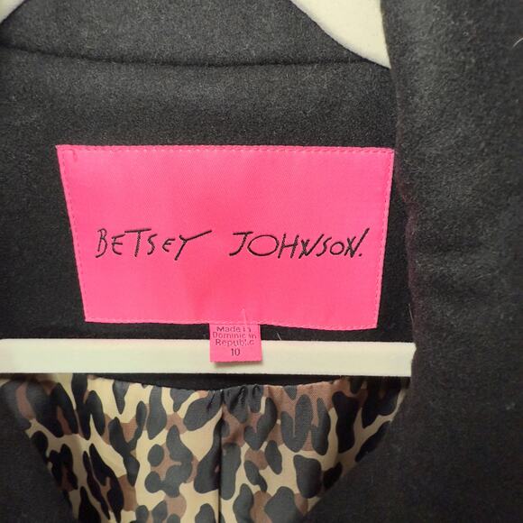 Betsey Johnson Women's Wool Blend Pea Coat Bow Y2K Gothcore Pin Up Rockabilly - Picture 3 of 6